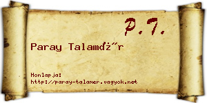 Paray Talamér névjegykártya